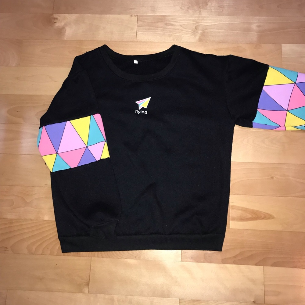Black and Pastel Patterned Sweatshirt